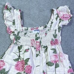 Old Navy Pink Floral Tiered Maxi Dress Smocked Bodice Ruffled Sleeves XS